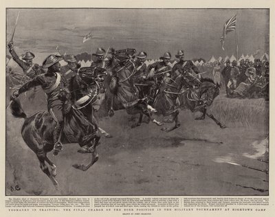 Yeomanry in Training, de laatste aanval op de Boerenpositie in het militaire toernooi in Hightown Camp door John Charlton